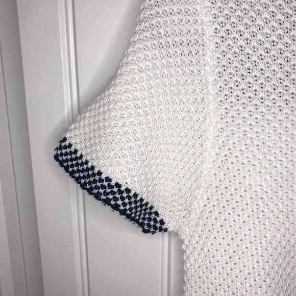 Anthropologie White Allen Sweater Tee with Black and White pom detail - Picture 7 of 9